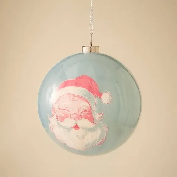 Santa Hanging Decoration - Blue, Decoupage