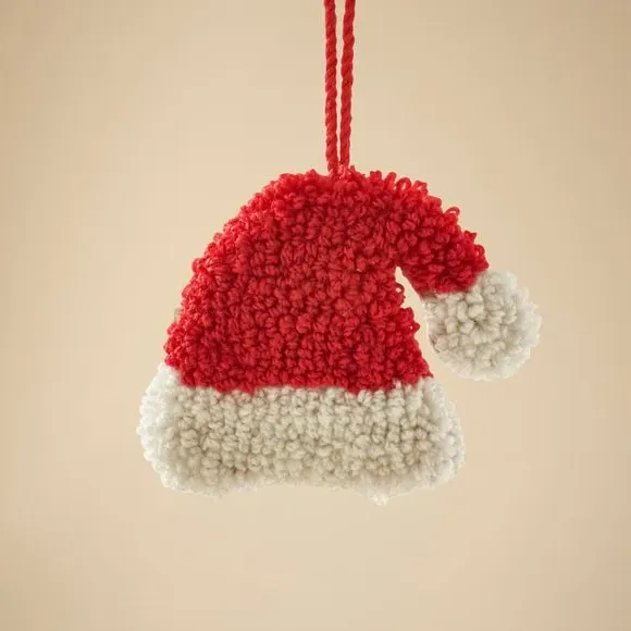 Santa Hat Hanging Decoration - Red, Fabric