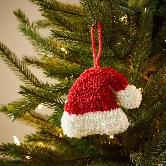 Santa Hat Hanging Decoration - Red, Fabric image