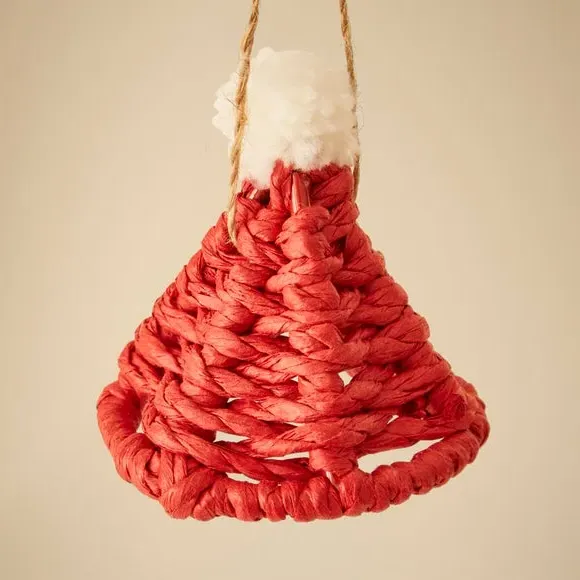 Santa Hat Hanging Decoration - Red, Woven