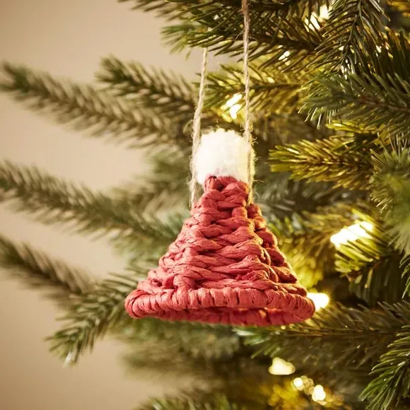 Santa Hat Hanging Decoration - Red, Woven image