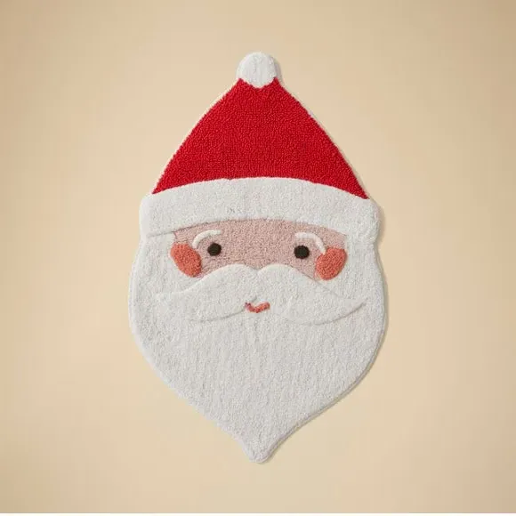 Santa Head Bath Mat - Red, Cotton