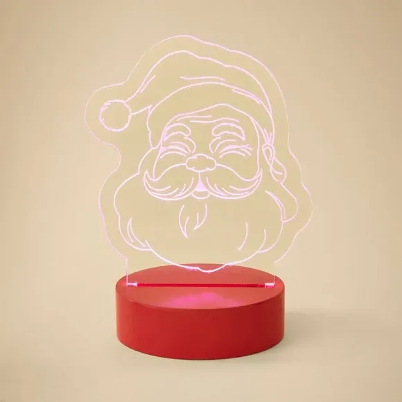 Santa Neon Light with Sketched Design - Pink