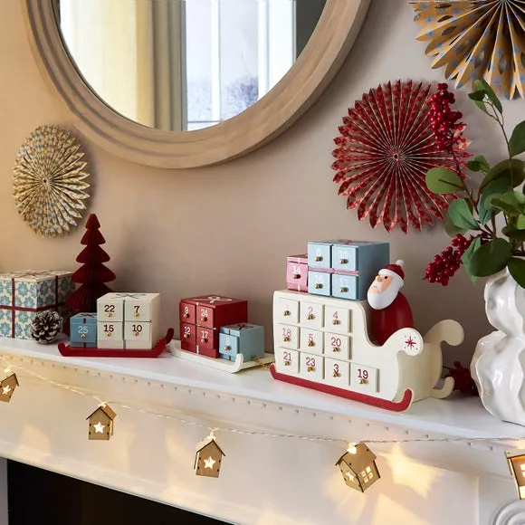Santa Sleigh Advent Calendar - Multicolor, Wood image