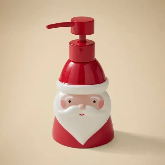Santa Soap Dispenser - Red, Ceramic