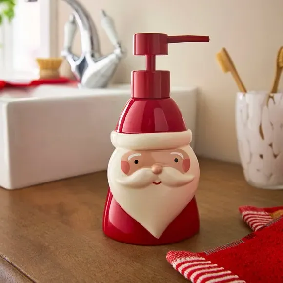 Santa Soap Dispenser - Red, Ceramic
