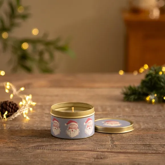 Santa Tin Candle with Lid - Multicolor