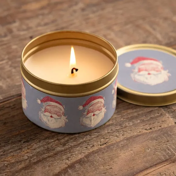 Santa Tin Candle with Lid - Multicolor