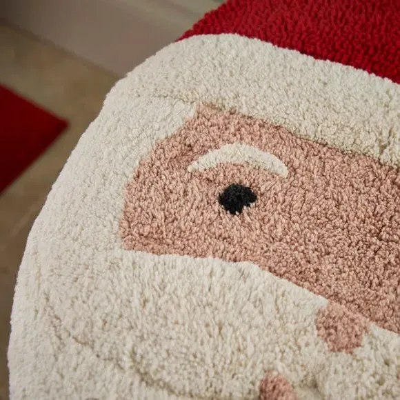 Santa Toilet Seat Cover & Mat Set - Red, Fabric