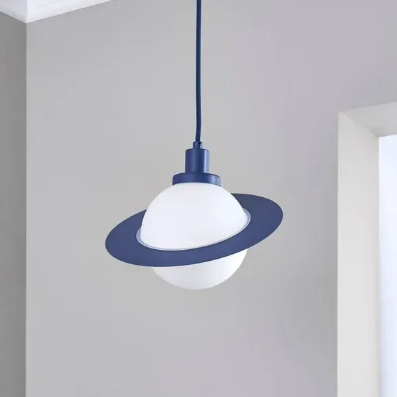 Saturn Planet Pendant Light - Blue, Steel Glass
