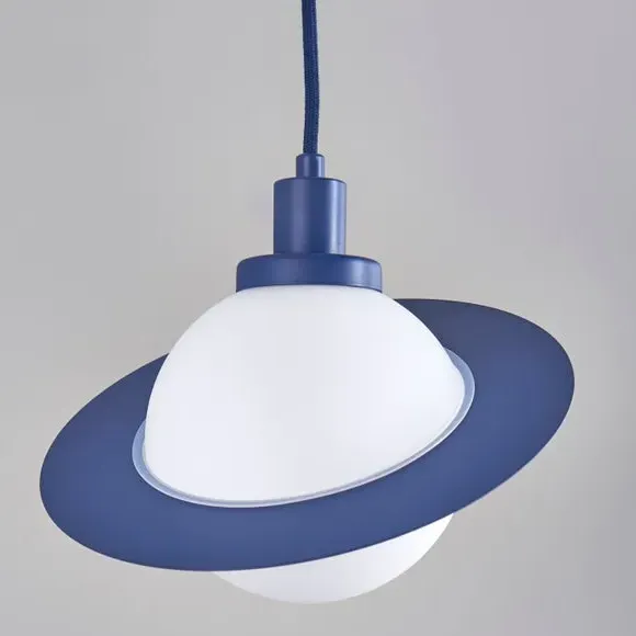 Saturn Planet Pendant Light - Blue, Steel Glass