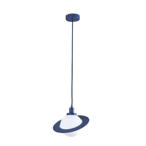 Saturn Planet Pendant Light - Blue, Steel Glass