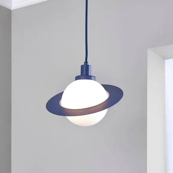Saturn Planet Pendant Light - Blue, Steel Glass image