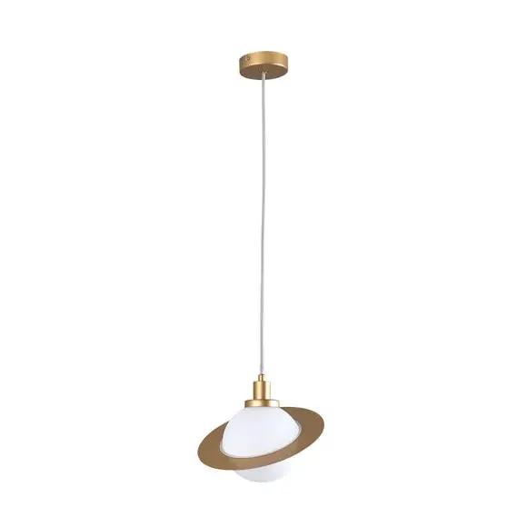 Saturn Planet Pendant Light - Gold, Steel Glass