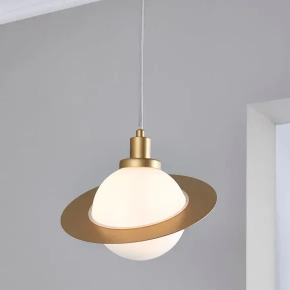 Saturn Planet Pendant Light - Gold, Steel Glass