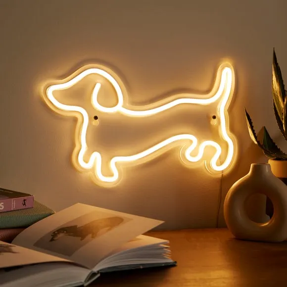 Sausage Dog Neon Sign - Clear, LED