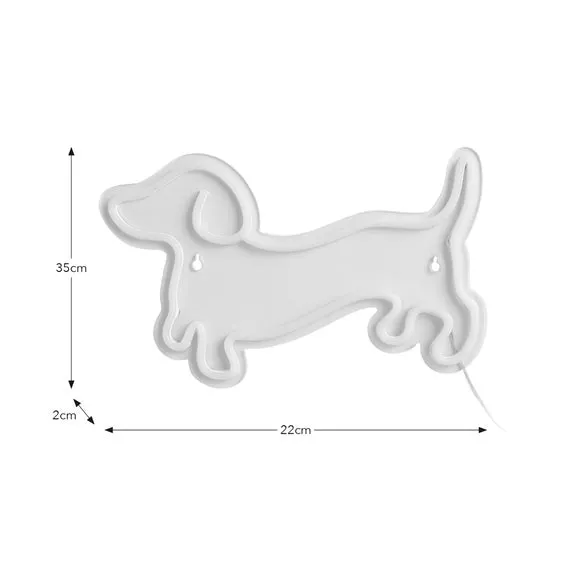 Sausage Dog Neon Sign - Clear, LED