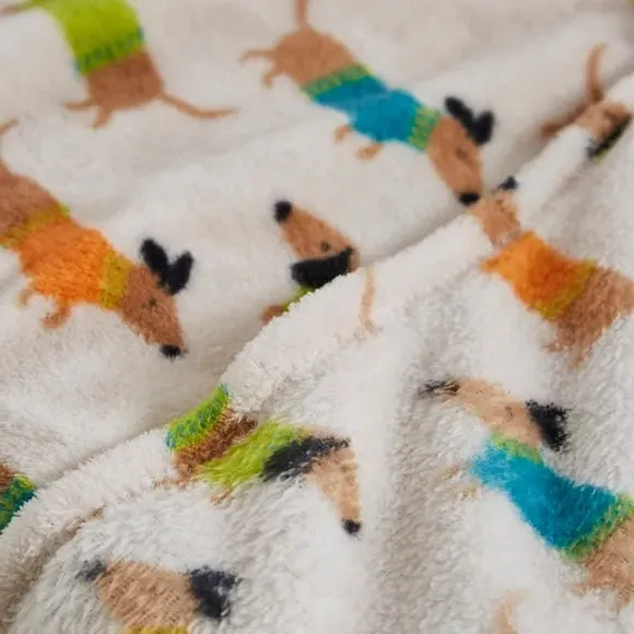 Sausage Dog Throw Blanket - Natural, Polyester