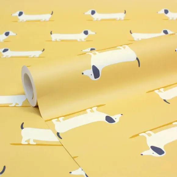 Sausage Dog Wallpaper - Ochre