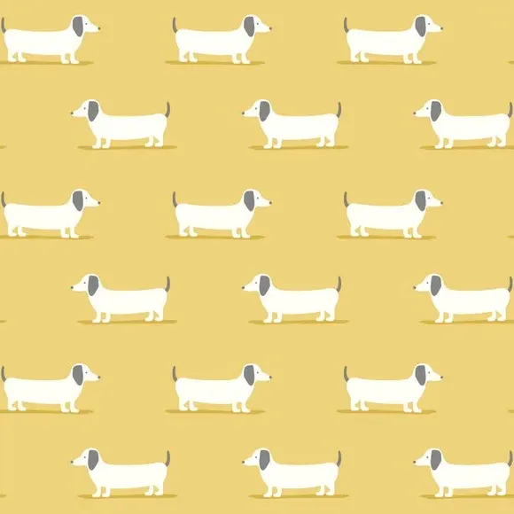 Sausage Dog Wallpaper - Ochre