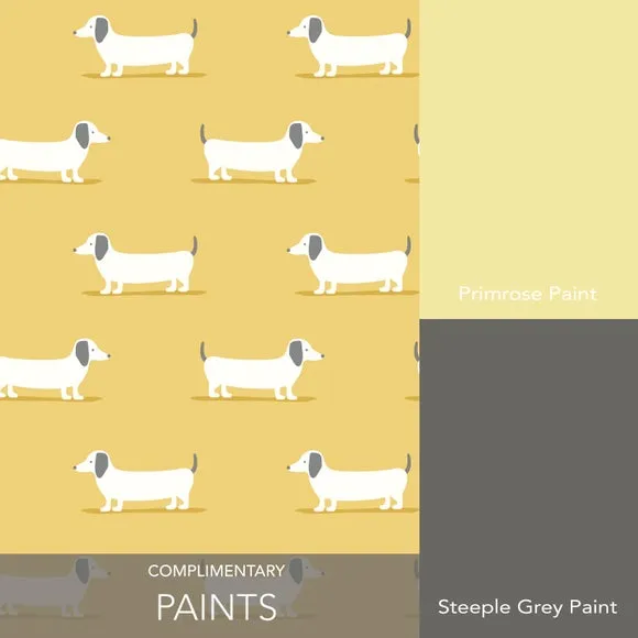 Sausage Dog Wallpaper - Ochre