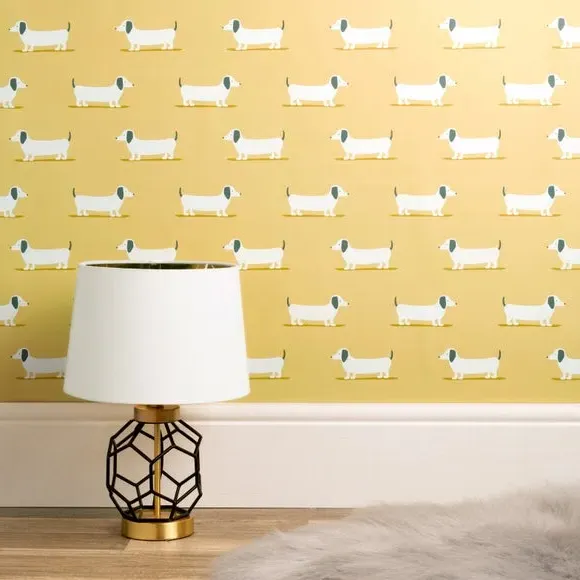 Sausage Dog Wallpaper - Ochre