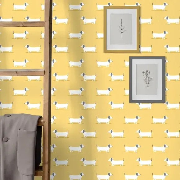 Sausage Dog Wallpaper - Ochre image