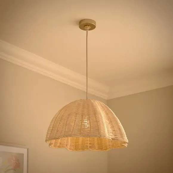 Scallop Adjustable Pendant Light - Multicolor, Rattan
