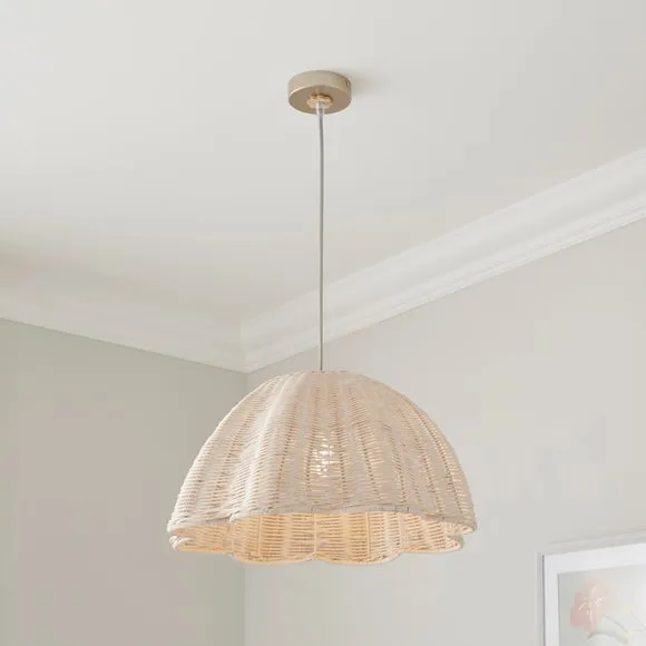 Scallop Adjustable Pendant Light - Multicolor, Rattan image