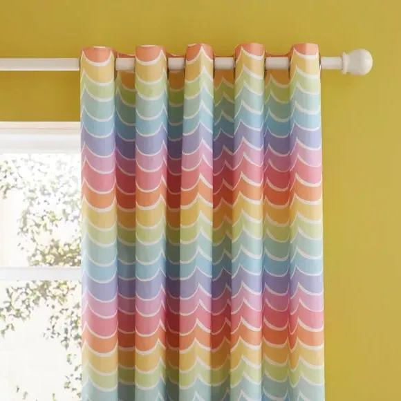 Scallop Blackout Eyelet Curtains - Multicolor