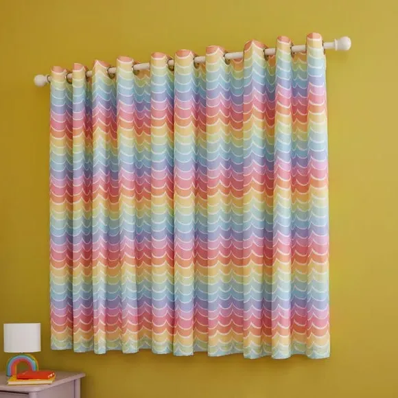 Scallop Blackout Eyelet Curtains - Multicolor