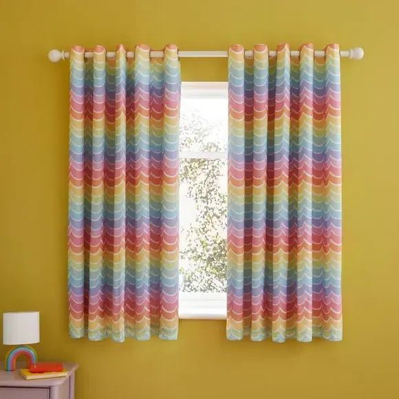 Scallop Blackout Eyelet Curtains - Multicolor