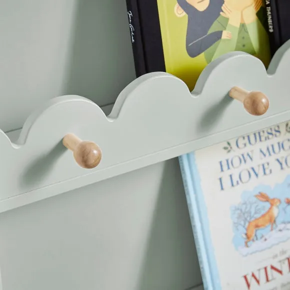 Scallop Bookcase with Pegs - Sage, Wood