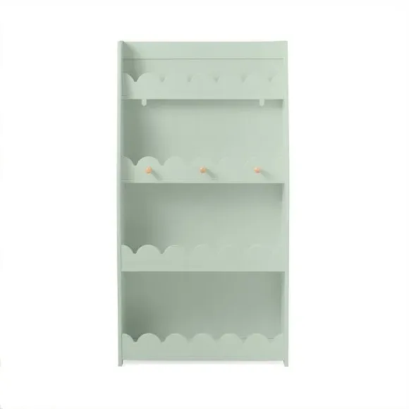 Scallop Bookcase with Pegs - Sage, Wood