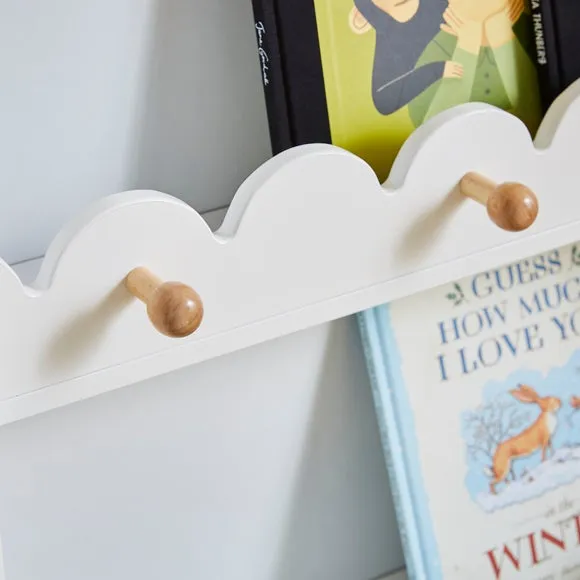 Scallop Bookcase with Pegs - White, Wood