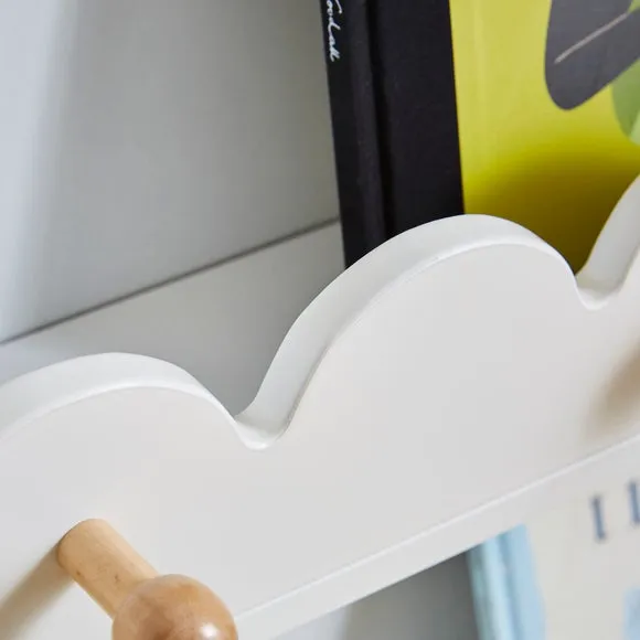 Scallop Bookcase with Pegs - White, Wood