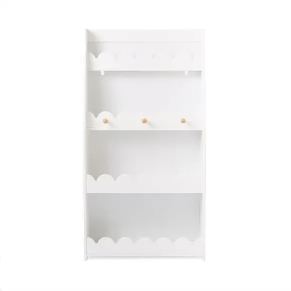 Scallop Bookcase with Pegs - White, Wood