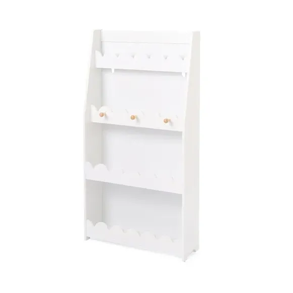Scallop Bookcase with Pegs - White, Wood
