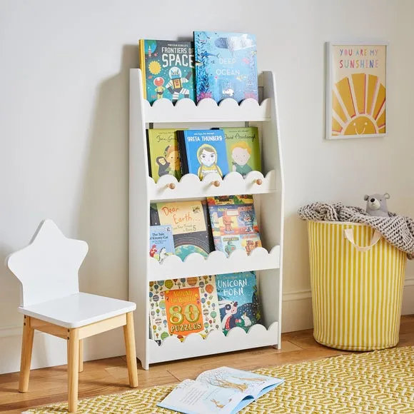 Scallop Bookcase with Pegs - White, Wood