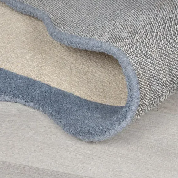 Scallop Border Wool Runner - Blue, Wool