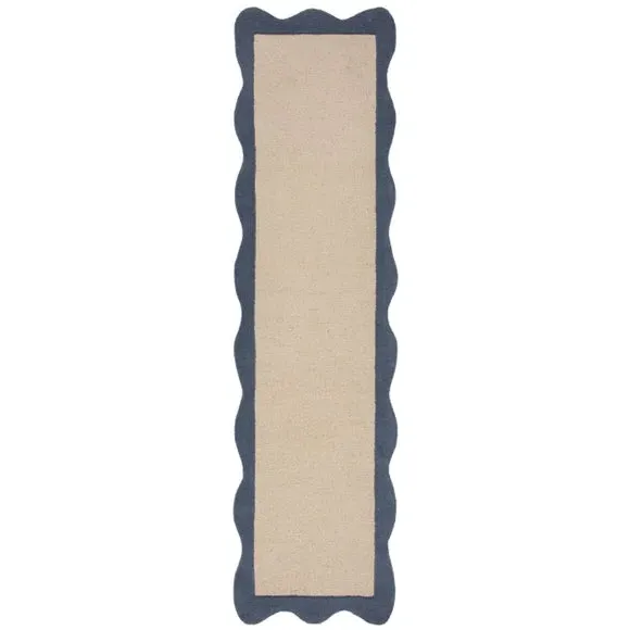 Scallop Border Wool Runner - Blue, Wool