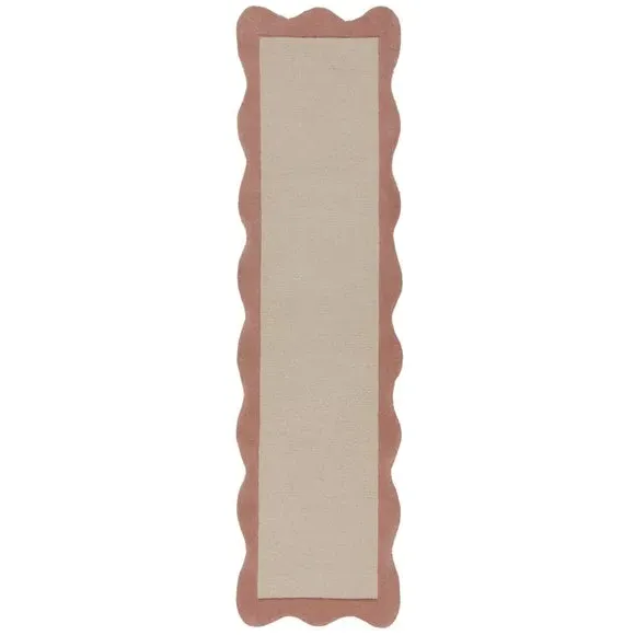 Scallop Border Wool Runner - Blush, Wool