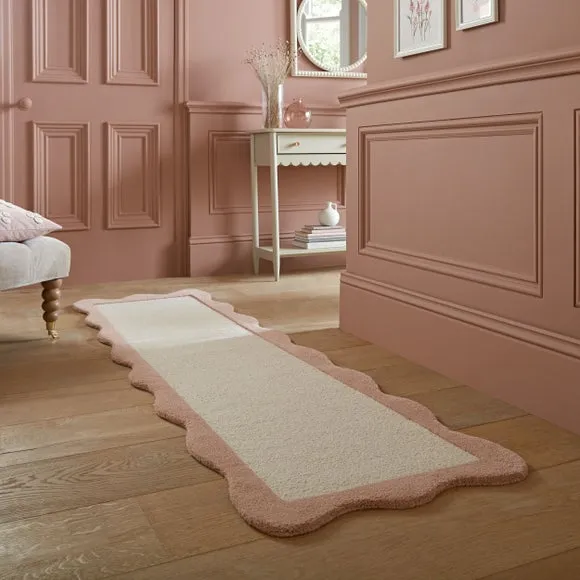 Scallop Border Wool Runner - Blush, Wool