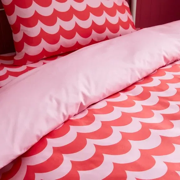 Scallop Duvet Cover & Pillowcase Set - Pink