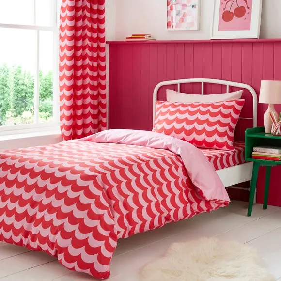 Scallop Duvet Cover & Pillowcase Set - Pink