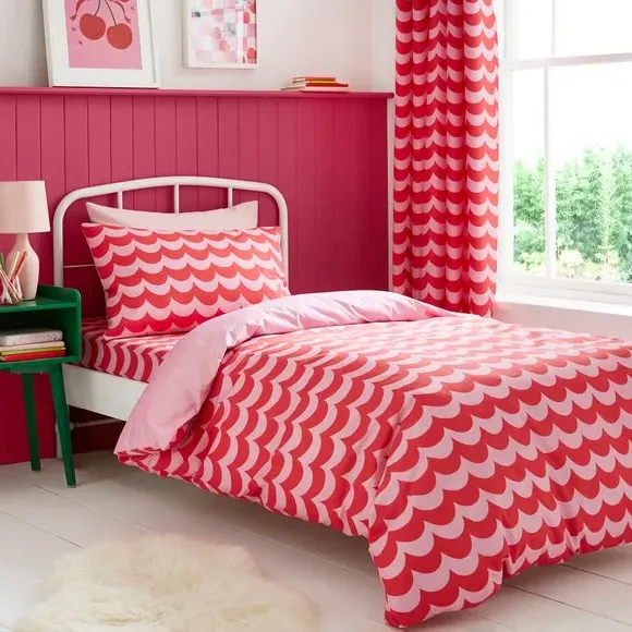 Scallop Duvet Cover & Pillowcase Set - Pink image