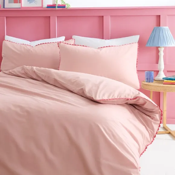 Scallop Duvet Cover Set with Pillowcase - Blush