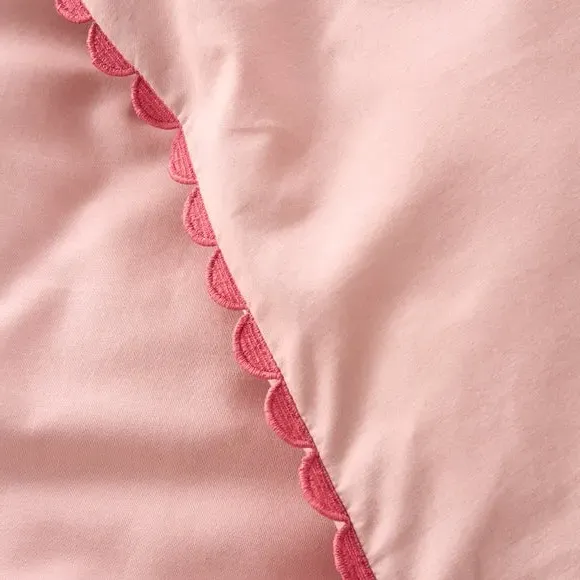 Scallop Duvet Cover Set with Pillowcase - Blush