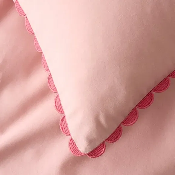 Scallop Duvet Cover Set with Pillowcase - Blush