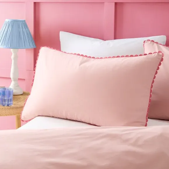 Scallop Duvet Cover Set with Pillowcase - Blush